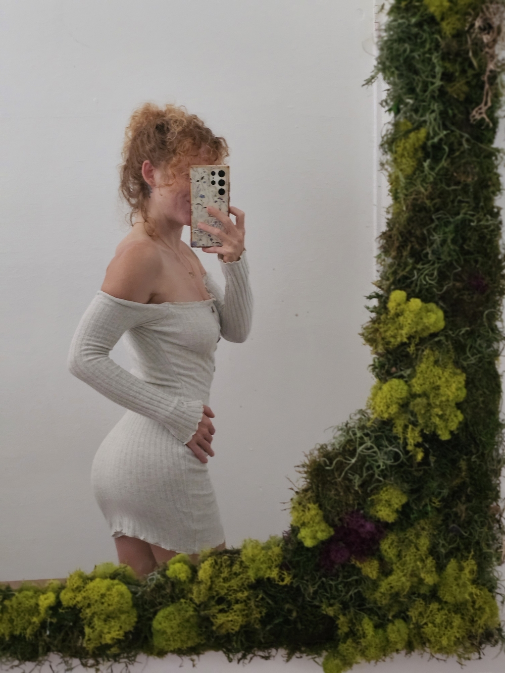 Fashion Nova Off-Shoulder Ribbed Bodycon Dress in Light Gray